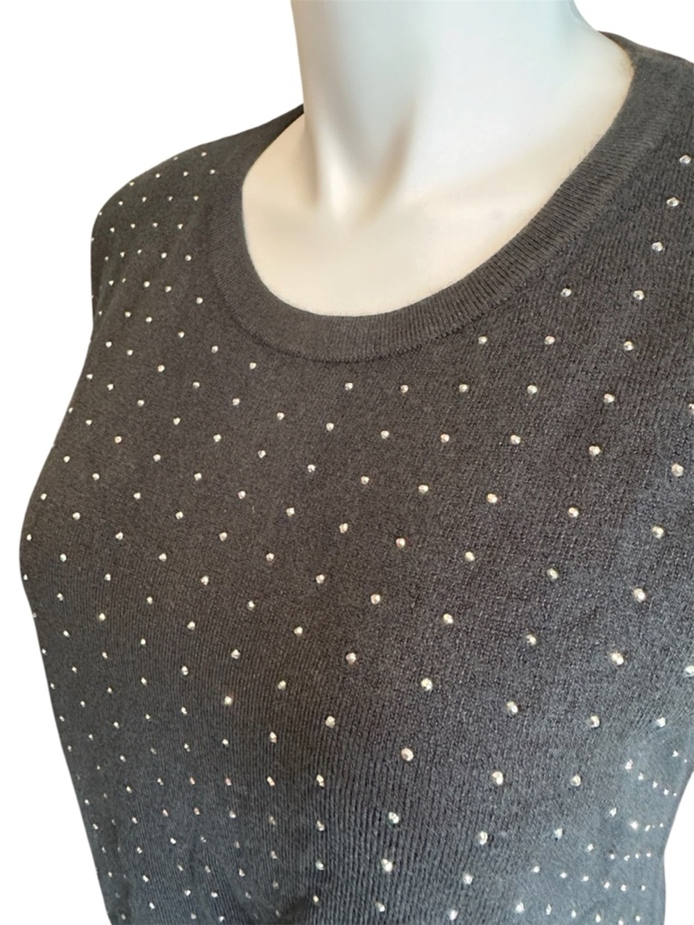 Antthony Black Crewneck Sweater with Metallic Studs